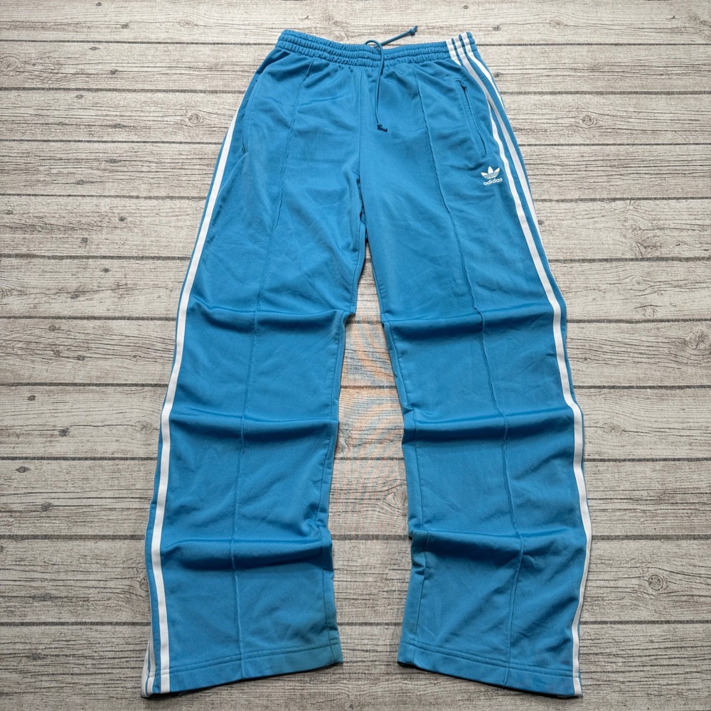 Adidas Track Pants Women's 26 Light Blue 3-Stripe Ankle Zip Athletic Sportswear